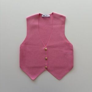 Zara Pink Vest with Gold Buttons